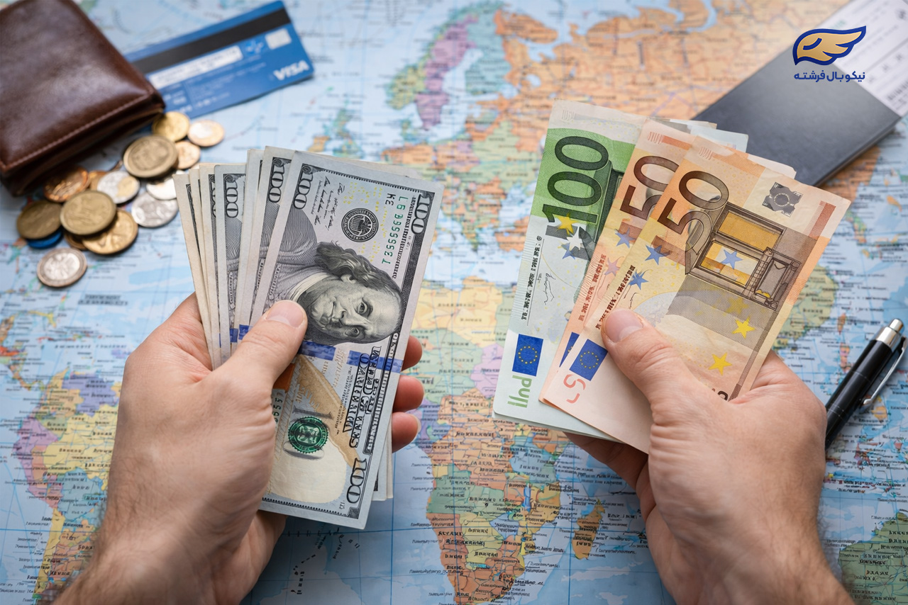 قبل سفر ارز تبدیل کنیم یا بعد از ورود؟ دلار بهتر است یا ارز کشور مقصد؟ راهنمای کامل تبدیل ارز، نرخ مناسب، کارمزد و اشتباهات رایج مسافران.